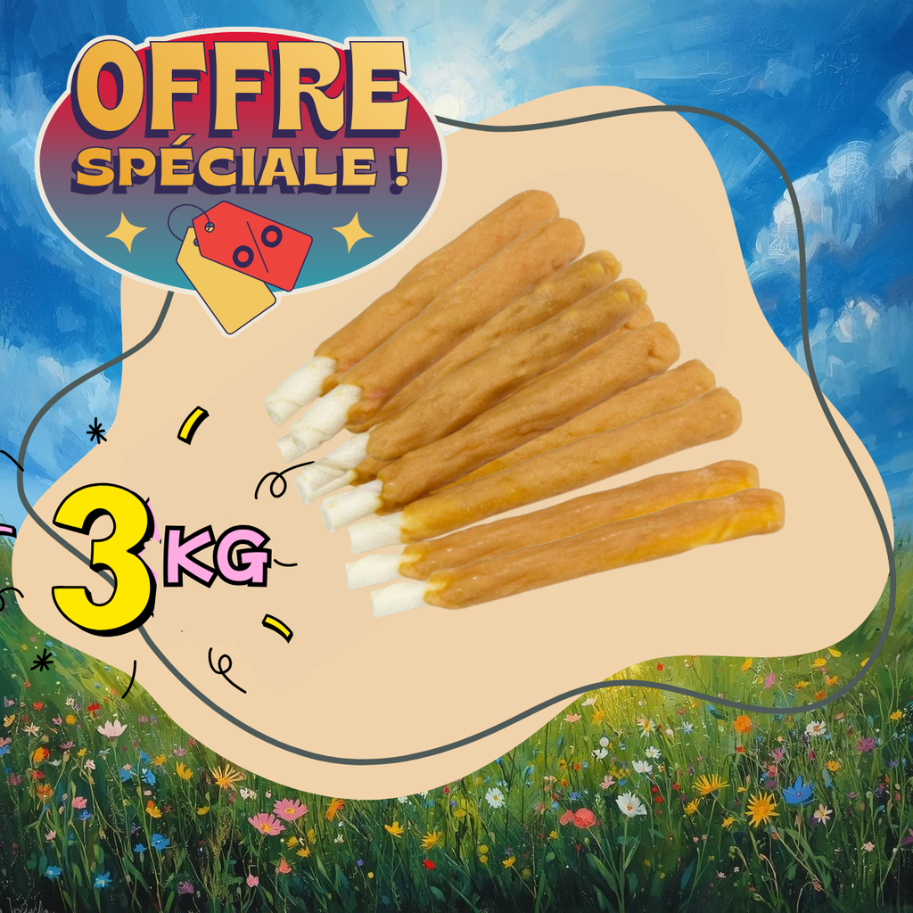 Bâtonnet de poulet - 13 cm Collations naturelles 3kg