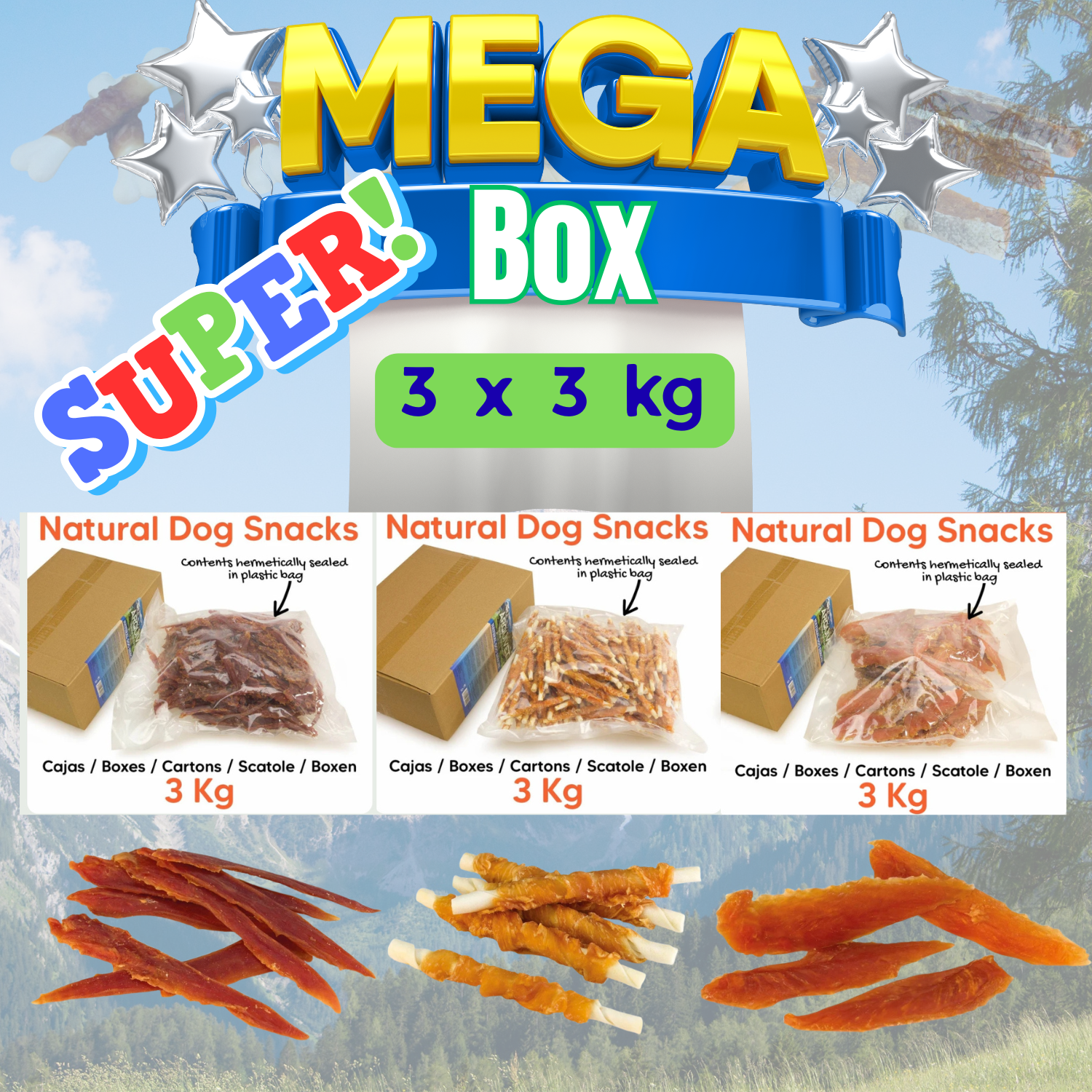 SUPER Méga Box chien 3 x 3kg